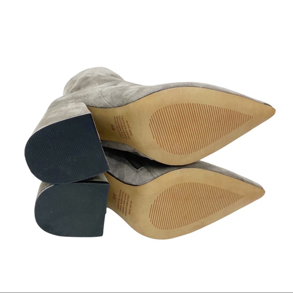 SOLD! Alias Mae Ahara Grey Suede Pointed Toe Chunky Heel Ankle Boots - Picture 11 of 14